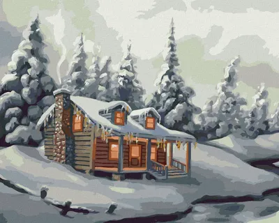 Produktbild von Zuty - Malen nach Zahlen - SCHNEEBEDECKTE BÄUME, FLUSS UND HÜTTE IM WINTER (D. RUSTY RUST), 40x50 cm, mit Keilrahmen (bereits gespannt)