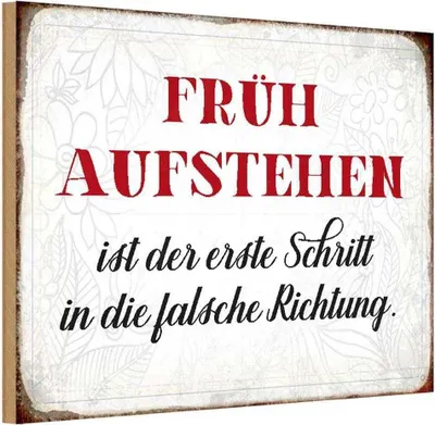Produktbild von vianmo Holzschild 20x30 cm früh aufstehen falsche Richtung Spruch Zitat
