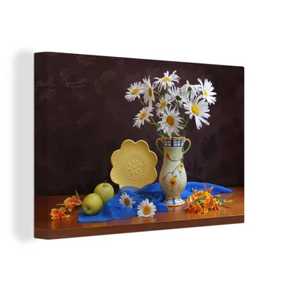 Zdjęcie produktu dla OneMillionCanvasses® - Obrazy na płótnie - 150x100 cm, Martwa natura - Stokrotki - Kwiaty, grafika ścienna, dekoracja ścienna