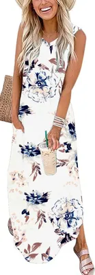 Imagen del producto de Vestido largo de verano, sin mangas y con escote en V