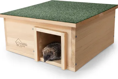 Produktbild von WILDLIFE HOME Großes Igelhaus Winterfest mit Boden aus Holz | Wetterfestes XL Igelfutterhaus für den Garten | Katzensicher I Igel Winterquartier