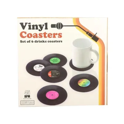 Produktbild von Vinyl Untersetzer - Untersetzer - Glasuntersetzer - Schwarze Untersetzer - Designer Untersetzer - Mancave Dekoration - Man Cave - 6 Stück