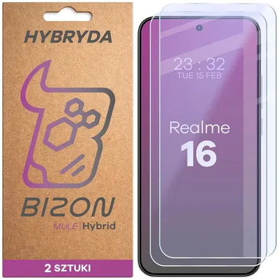 Produktbild von 2x Flexibles Hybridglas für Realme 16 5G, Bizon Hybrid Mule Duo