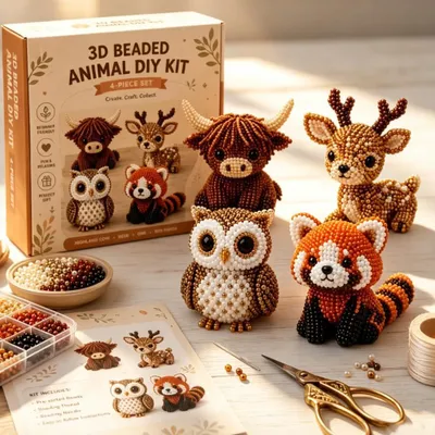 Produktbild von Bastelset Tiere, 3D Perlen, einfache Herstellung, 1 Set, für Kinder