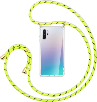 Produktbild von Handykette Backcover-Schutzhülle mit Band (Metall goldfarben) für Samsung Galaxy Note 10 Plus - neongelb