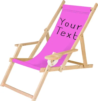 Produktbild von Holz Liegestuhl Klappbar Klappliegestuhl mit Armlehne und Getränkehalter Strandstuhl Motiv Bedrucken Rosa Dein Text [119]