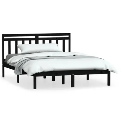 Produktbild von vidaXL Massivholzbett Schwarz Kiefer 140x190 cm