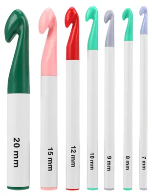 Produktbild von 7-teiliges Häkelset mit Hohlröhren aus Kunststoff in verschiedenen Farben – DIY-Strickwerkzeuge, Pullovernadeln und Zubehör