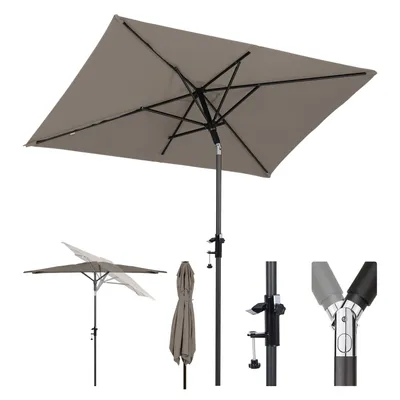 Produktbild von Sekey Sonnenschirm Balkon Rechteckig 200×125 cm Gartenschirm mit Balkongeländer UV50+ Kippbar Outdoor-schirm für Balkon Terrasse, Taupe