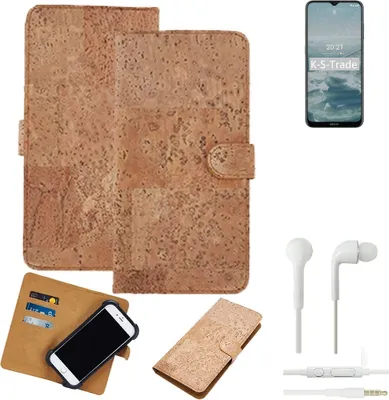 Produktbild von K-S-Trade Hülle kompatibel mit Nokia G20 + in ear Kopfhörer Kork Handyhülle Cover  Schutzhülle TPU Case Bumper in Hellbraun, (1x)