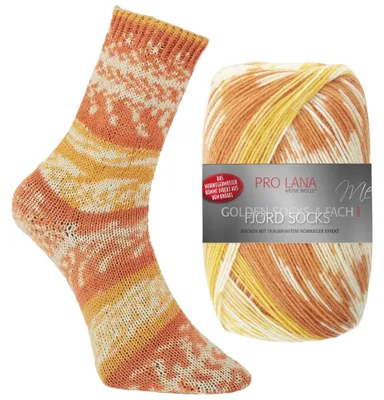 Produktbild von Pro Lana FJORD SOCKS 100 g 4-fach Norweger-Sockenwolle mit zauberhaftem Norwegermuster 420 m Farbe 182 - gelb color