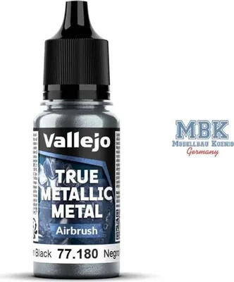 Imagen del producto de Vallejo VA77180, pintura metálica "True Metallic" para aerógrafo - obsidiana