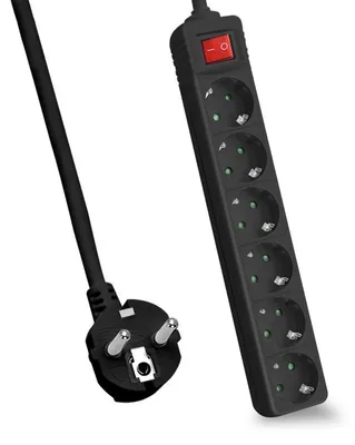 Obrázek produktu pro Helos 262809, 1,5 m, Vnitřní, 1,5 mm², Černá, 6 AC zásuvky / AC zásuvek, 230 V