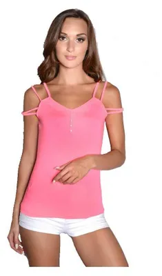 Produktbild von Damen Spaghettiträger-Top Bluse mit V-Ausschnitt; Pink/S/M