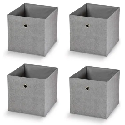 Produktbild von 4x Faltbare Aufbewahrungsbox Polypropylen Grau 32x32x32 cm Faltbox Faltkiste Organizer Box Kiste Korb
