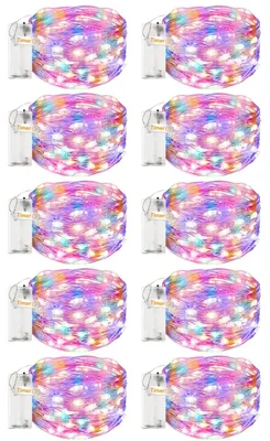 Lichterkette 10er Set, 3 m, 30 LEDs, Kupferdraht, mehrfarbig