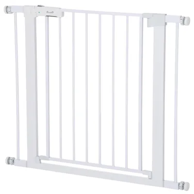Productafbeelding van Traphekje - Babyhek - Kinderbeveiliging - Veiligheidspoortje - Speelhekje - Verstelbaar 75-96 cm - Metalen Wit