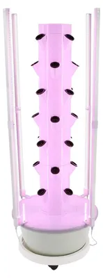 Produktbild von Hydroponik Pflanzturm - Vertikales Indoor Gartensystem - Für 28 Pflanzen - 8 LED Pflanzenlampen 20 W - Großes Fassungsvermögen - Weiß