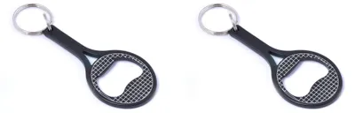 Tennisracket-Schlüsselanhänger 2er-Set schwarz mit Flaschenöffner