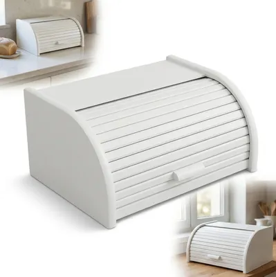 Produktbild von Große Holz-Brotdose WEISS 40x29x18cm – Brotkasten aus polnischer Buche
