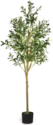 Produktbild von Unyqoos Kunstpflanze Olivenbaum mit Blättern und Früchten für Innen- und Außendekoration, realistisch
