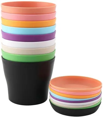 Zdjęcie produktu dla Kolorowe donice z tworzywa sztucznego – 18 sztuk – 10 cm – do użytku wewnątrz i na zewnątrz