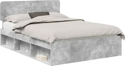 Obrázek produktu pro vidaXL Rám postele s čelem beton 140 x 190 cm z masivního borovicového dřeva