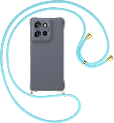 Produktbild von Handykette Backcover-Schutzhülle mit Band (Metall goldfarben) für Motorola Moto G Power 5G (2025) - himmelblau