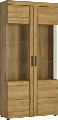 Produktbild von Wohn-/Esszimmer Vitrine 2-türig in Grandson Eiche Nb. CARIATI-129, B/H/T ca. 92,8/195/37,4 cm
