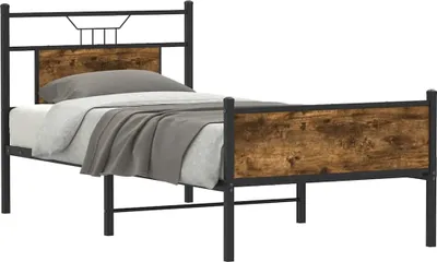 Produktbild von vidaXL Bettgestell ohne Matratze Räuchereiche 75x190 cm Holzwerkstoff