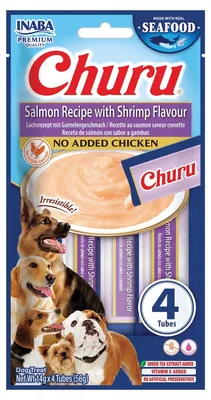 Produktbild von Churu Hundesnack Lachs & Garnelen Geschmack 4 x 14 g