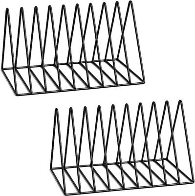 Plattenspieler-Ständer, 9 Fächer, 2 Stück, schwarz, Metall