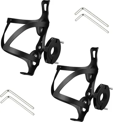 Image de pack de 2 porte-bidons Bike en alliage d'aluminium MTB vélo de course cages à eau avec collier de serrage pour le vélo, argent