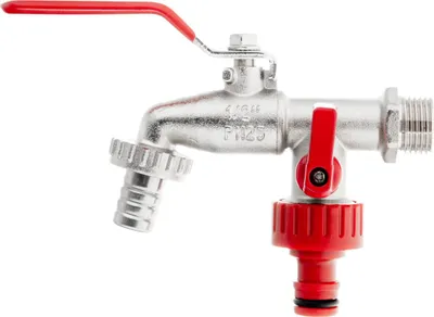 Obrázok produktu pre GEKO Záhradný ventil, vstup 1/2", výstup 2×3/4" + rýchlospojka a hadicová spojka 1/2" - G70190