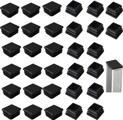Produktbild von Lamellenstopfen für Vierkantrohre,32 Stück 40X40mm Rohrstopfen Quadratisch Abschlusskappen Kunststoff Schwarz Quadratstopfen schutzkappen tischbeine für Metallprodukte,Stühle,Sofas,Tische(40x40mm)