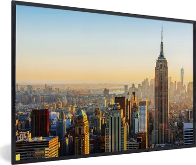 Produktbild von MuchoWow® MuchoWow® Gerahmtes Poster New York aus der Vogelperspektive 60x40 cm - Poster mit zchwarzem Bilderrahmen - Printing - Wanddeko Schlafzimmer