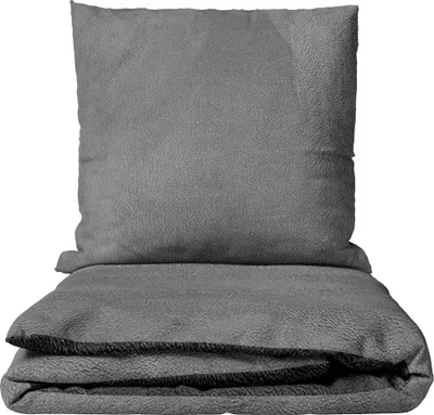 Produktbild von Thermofleece Bettwäsche Set Mikrofaser 155x200 cm Grau Anthrazit Uni Design Winter mit Reißverschluss