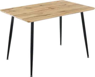 Produktbild von Esstisch Trondheim | 115 x 75 cm | Holz Wildeiche-Optik | Schweizer Kante | 4-Fuß-Gestell Metall schwarz | Esszimmer & Küche