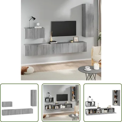 Produktbild von The Living Store 4-tlg. TV-Schrank-Set Grau Sonoma Holzwerkstoff