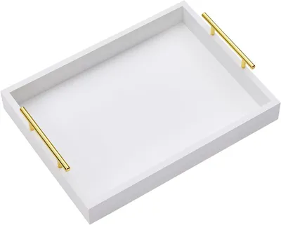 Imagen del producto de Tabla blanca con asas, de 40x30 cm, para servir aperitivos y bebidas