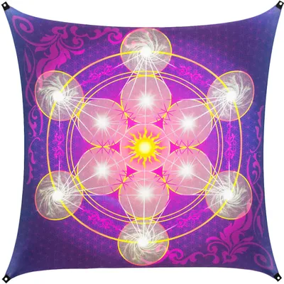 Produktbild von PSYWORK Schwarzlicht Segel Elasthan Goa | Metatrons Cube | 2,25x2,25m | Neon Dekoration Partydeko Wandtuch Wandbehang