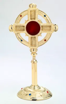 Produktbild von Reliquiar vergoldet mit edlen Kristallsteinen Höhe 32 cm
