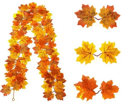 Image de Couronnes d'automne artificielles, 175 cm, feuilles d'automne, pour l'intérieur et l'extérieur, pour les mariages, Thanksgiving, les fêtes, la cheminée et les décorations de Noël