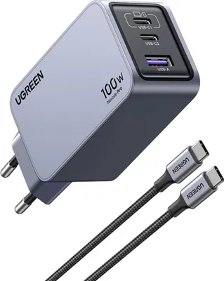 Image de Chargeur Ugreen Nexode Pro 100W 1xUSB-A avec Câble USB-C Gris