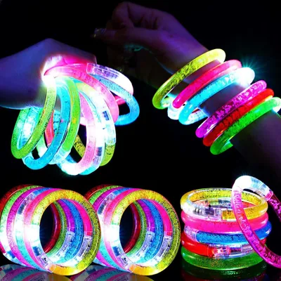 LED-Leuchtarmbänder, 12 Stück, bunt, blinkend, für Partys