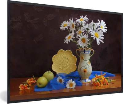 Produktbild von MuchoWow® MuchoWow® Gerahmtes Poster Stillleben - Gänseblümchen - Blumen 30x20 cm - Poster mit zchwarzem Bilderrahmen - Kunstdruck - Bild-Poster