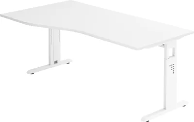 Produktbild von bümö Schreibtisch Serie-O - Nachbildung: Weiß, Größe:  180 x 100 cm, Gestell: Weiß
