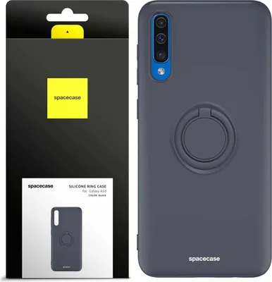 Image de Coque en silicone SPACECASE Coque en silicone avec anneau pour Galaxy A50 Noir