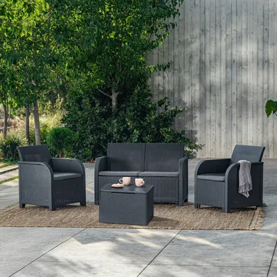 Imagen del producto de Barrhead - Conjunto Sala Exterior,  Antracita, 3 Asientos