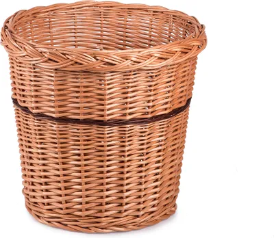 A wicker basket on a white background.